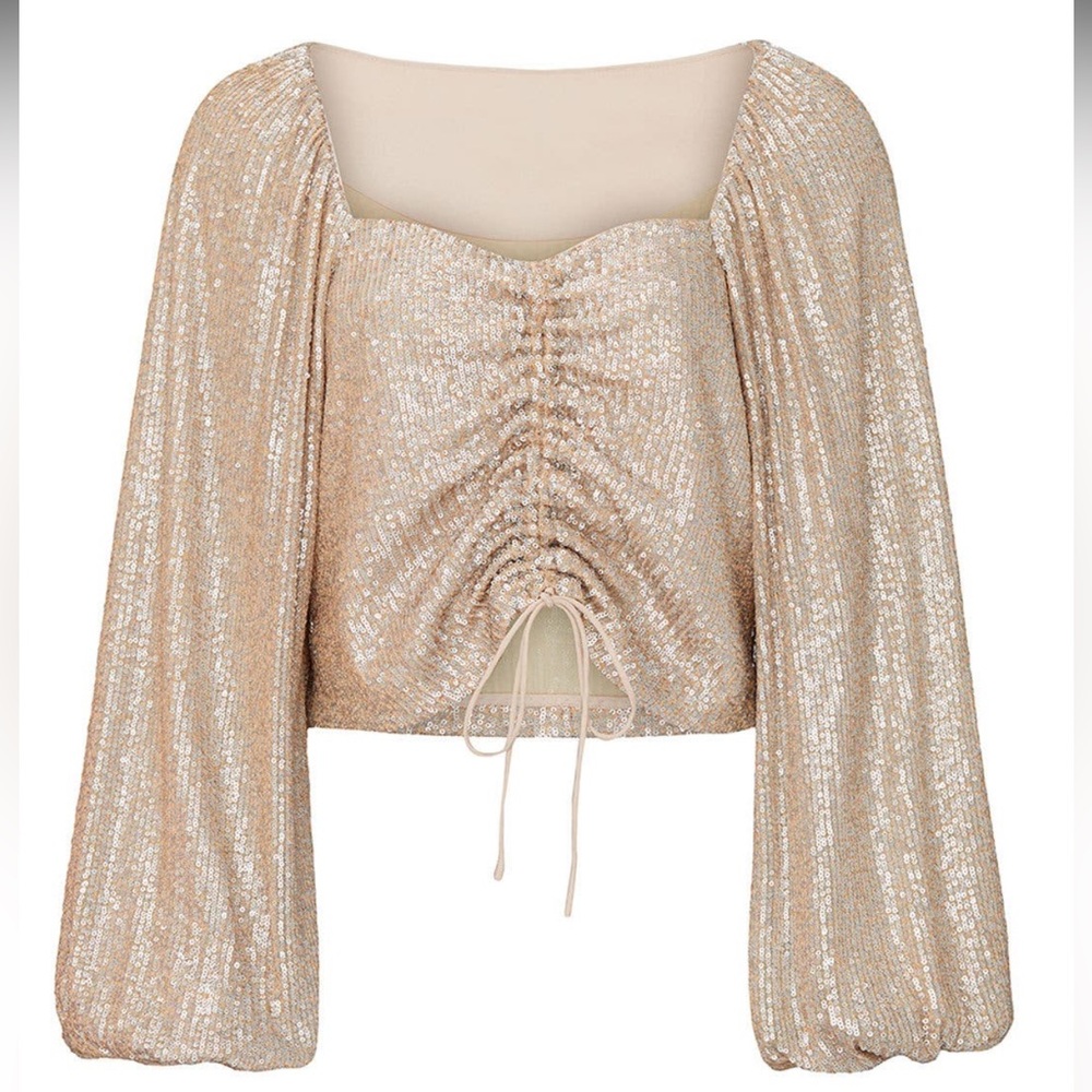 SIMKHAI Sequin Ruched Front Top - Size XS - Picture 2 of 12